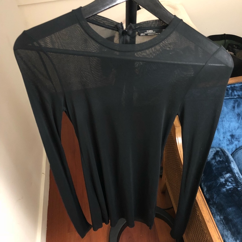 Zara Collection long sleeve sheer shirt sz M